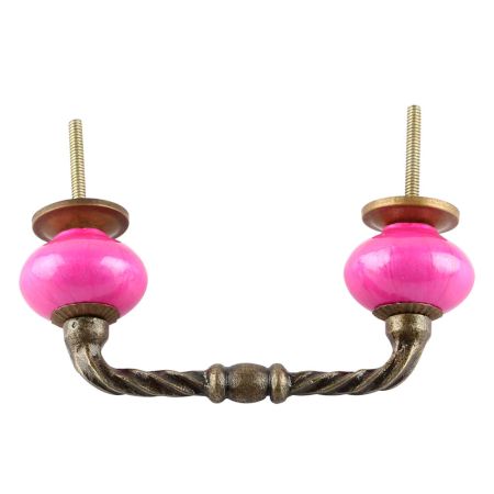 Neon Pink Ceramic Cut Bridge handles